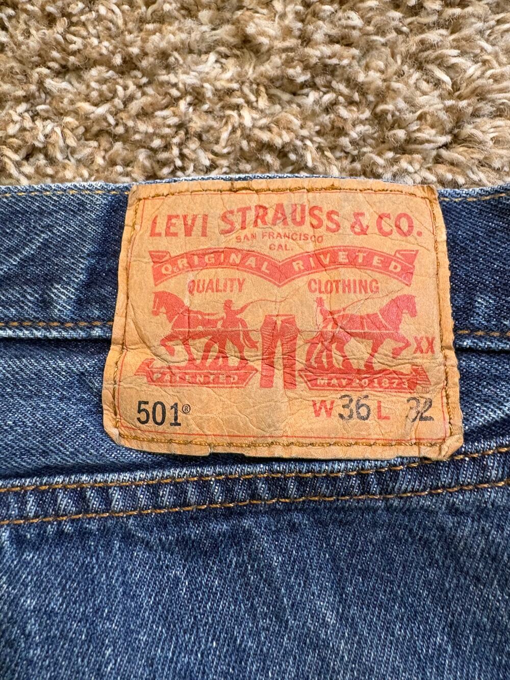 Levi's 501 Original Straight Denim Jeans Size 36x32